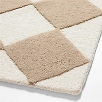 Checkerboard Tan Wool Kids Area Rug 9'x12'