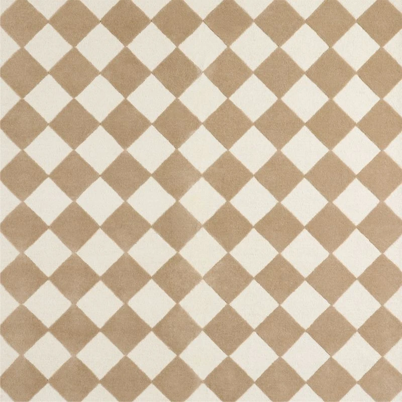 Checkerboard Tan Wool Kids Area Rug 9'x12'