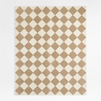Checkerboard Tan Wool Kids Area Rug 9'x12'