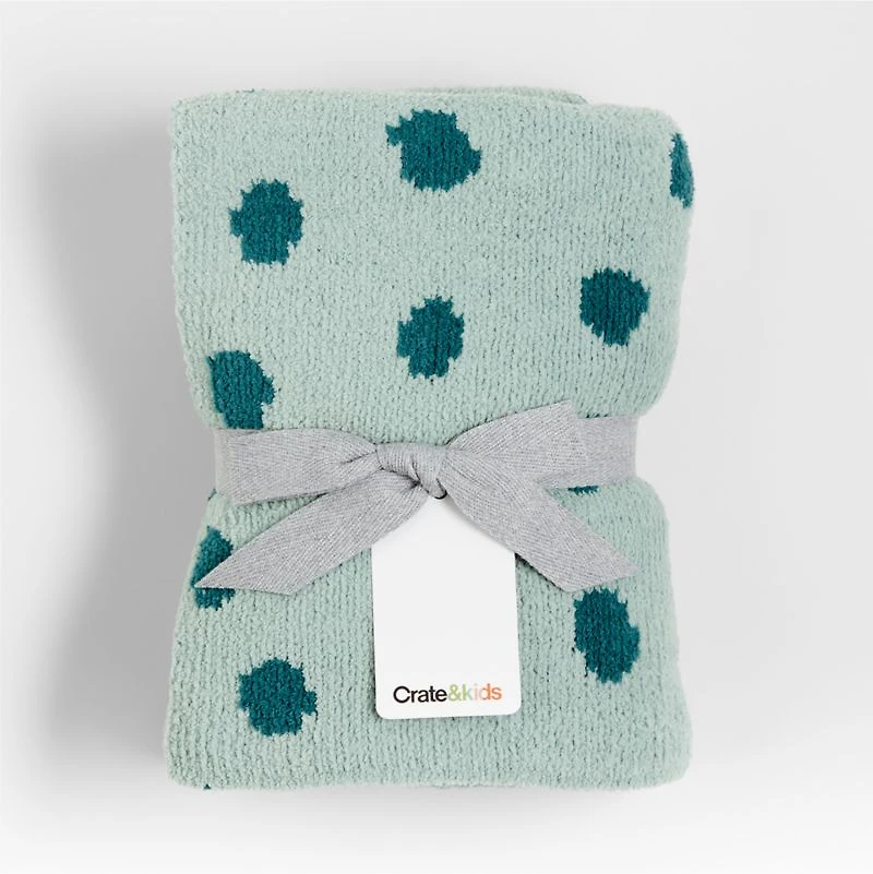 Reversible Blue Chenille Dot Baby Stroller Blanket