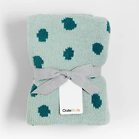 Reversible Blue Chenille Dot Baby Stroller Blanket