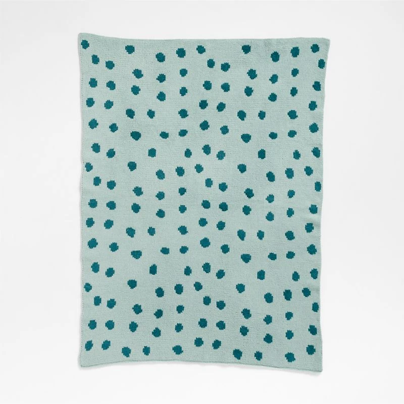 Reversible Blue Chenille Dot Baby Stroller Blanket