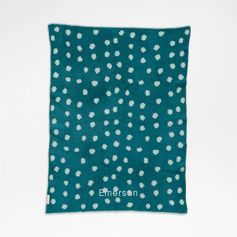 Reversible Blue Chenille Dot Baby Stroller Blanket