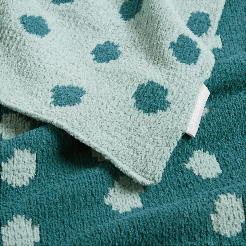 Reversible Blue Chenille Dot Baby Stroller Blanket