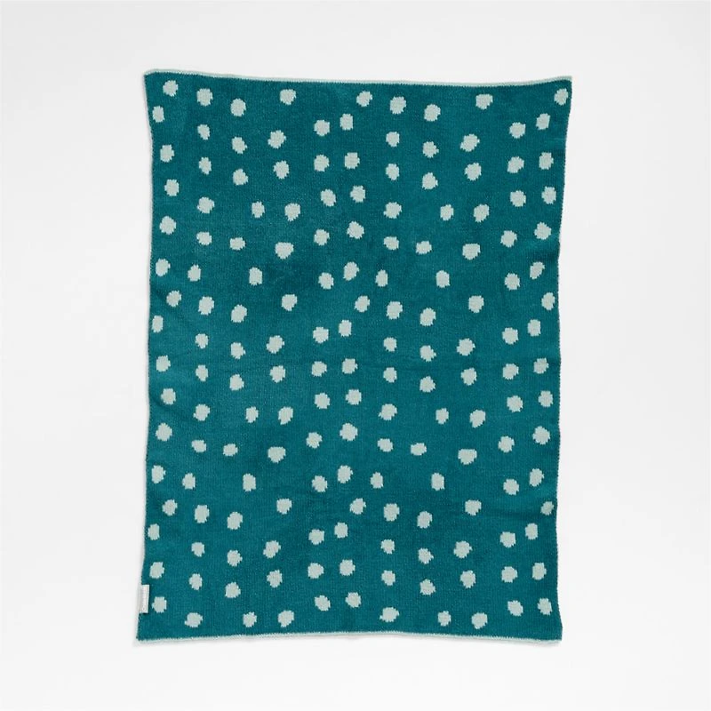 Reversible Blue Chenille Dot Baby Stroller Blanket