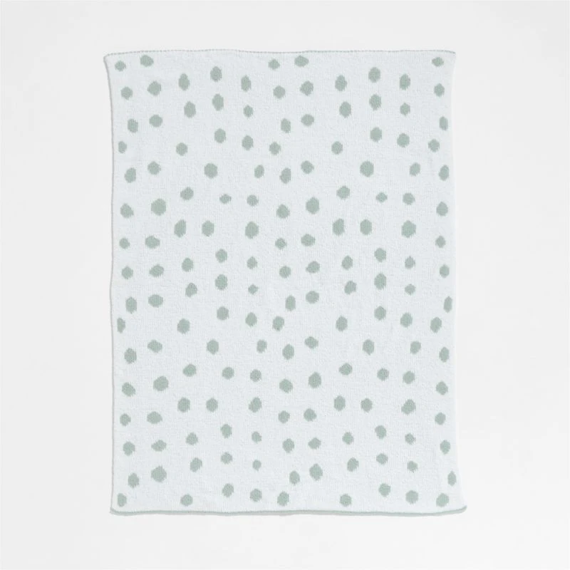 Reversible Muted Teal Chenille Dot Baby Stroller Blanket