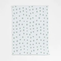 Reversible Muted Teal Chenille Dot Baby Stroller Blanket