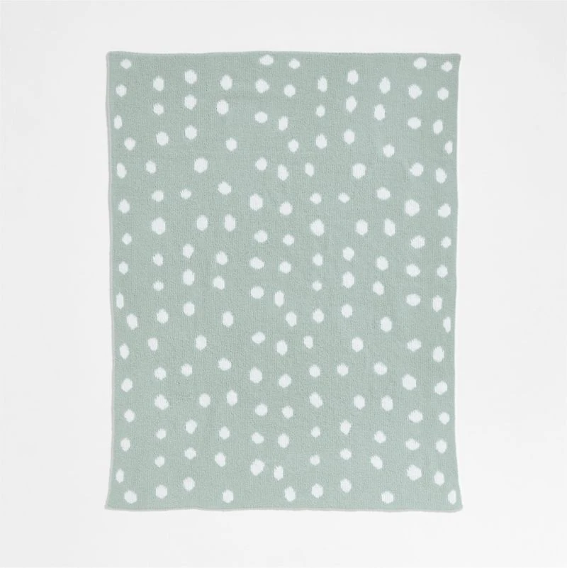 Reversible Muted Teal Chenille Dot Baby Stroller Blanket