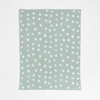 Reversible Muted Teal Chenille Dot Baby Stroller Blanket