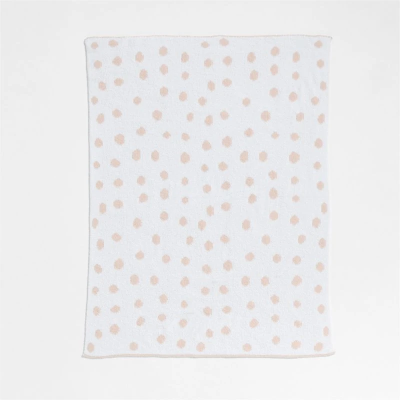 Reversible Pink Tint Chenille Dot Baby Stroller Blanket