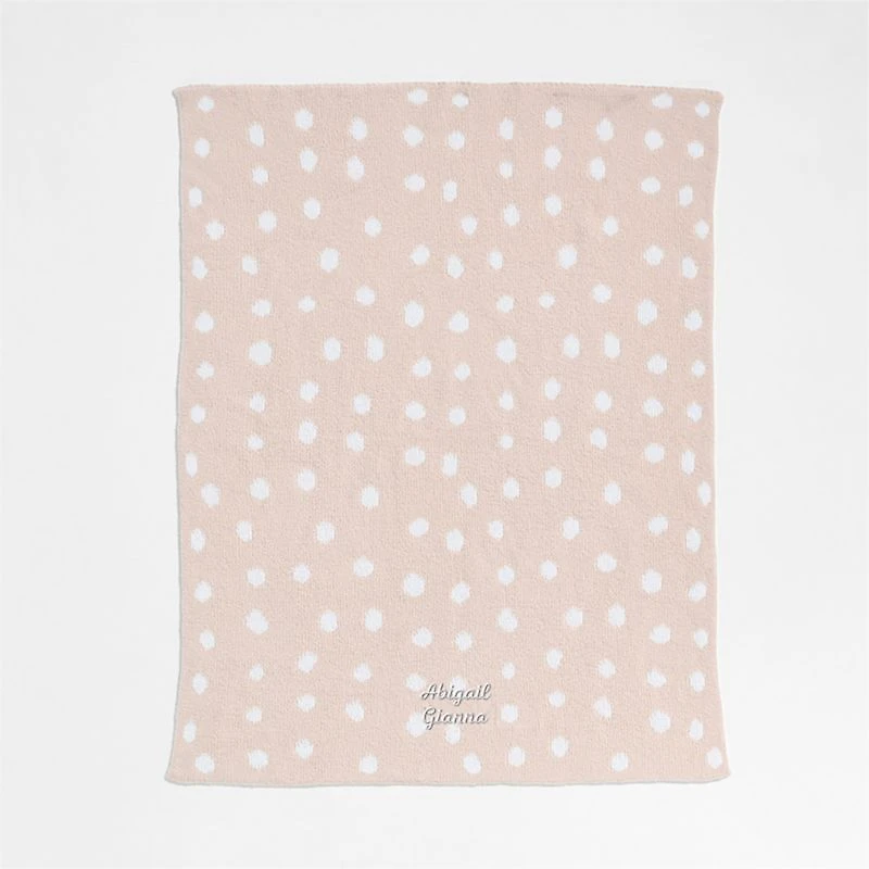 Reversible Pink Tint Chenille Dot Baby Stroller Blanket