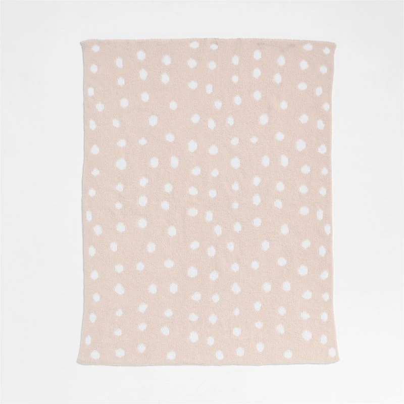 Reversible Pink Tint Chenille Dot Baby Stroller Blanket