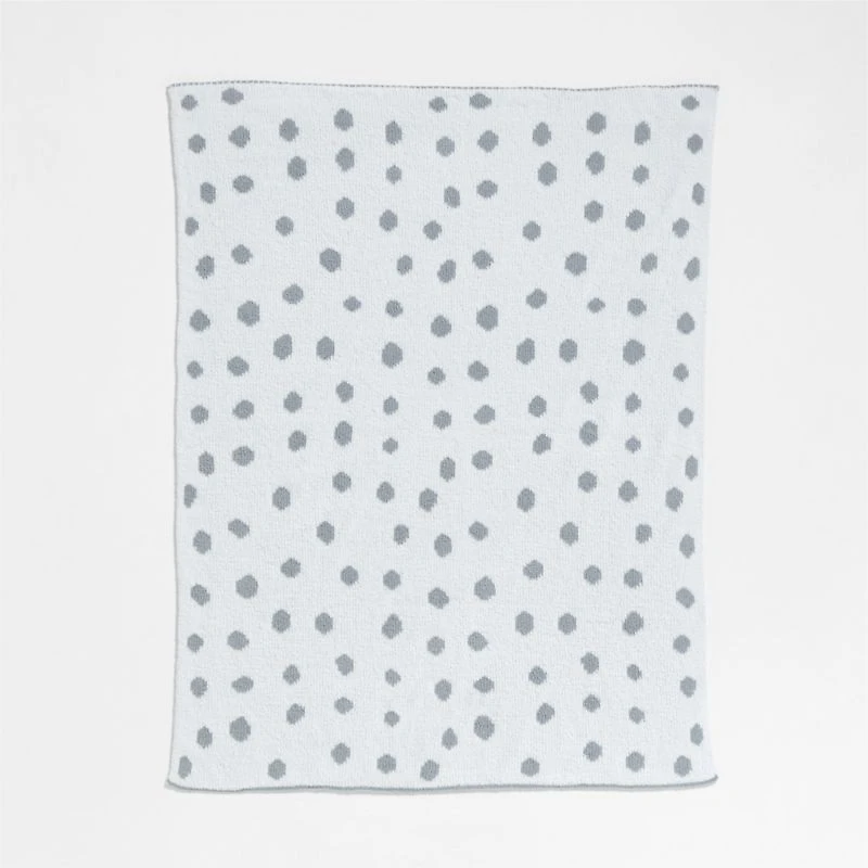 Reversible Mist Blue Chenille Dot Baby Stroller Blanket