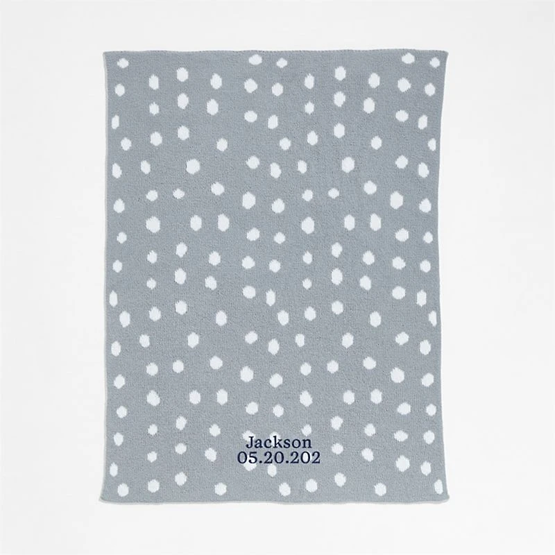 Reversible Mist Blue Chenille Dot Baby Stroller Blanket