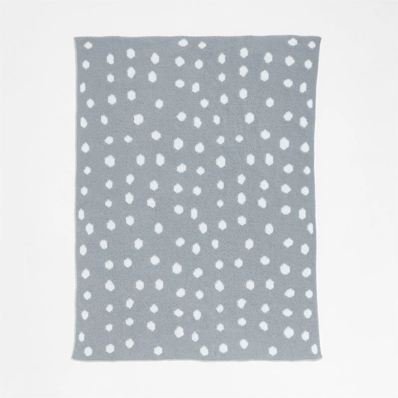 Reversible Mist Blue Chenille Dot Baby Stroller Blanket