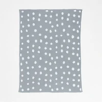Reversible Mist Blue Chenille Dot Baby Stroller Blanket