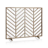 Chevron Antique Brass Fireplace Screen