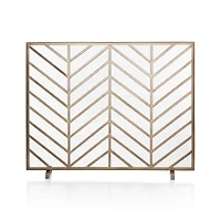 Chevron Antique Brass Fireplace Screen