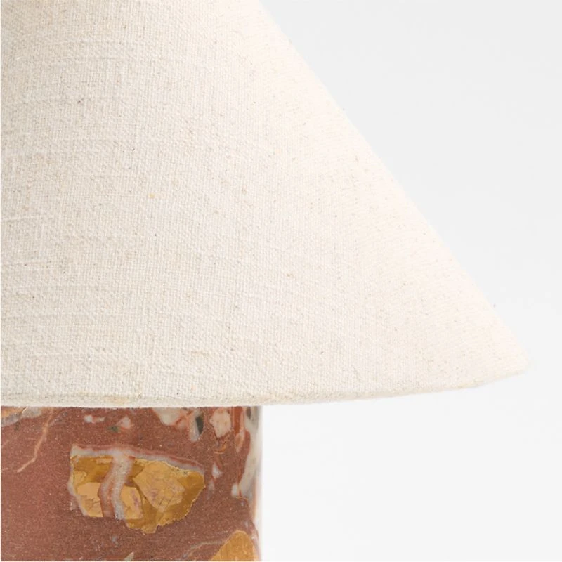 Chez Red Marble Mini Table Lamp with Fabric Shade 14"