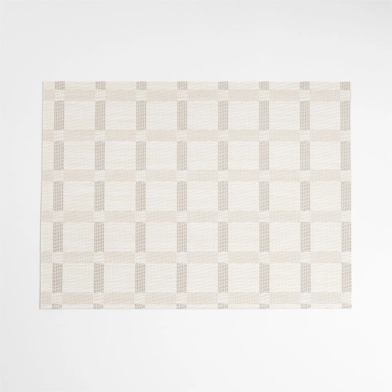 Chilewich® Natural Taupe and Calm Beige Rectangular Tile Easy-Clean Vinyl Placemat