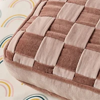 Checkerboard Lilac Rose and Classic Rose Velvet Kids Throw Pillow