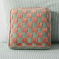 Checkerboard Verte Green and Copper Brown Velvet Kids Throw Pillow