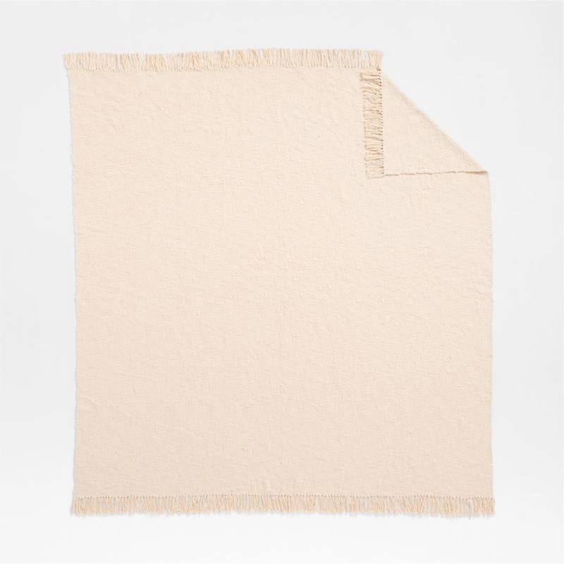 Chunky Cotton Natural Bed Blanket with Fringe 80"x80"