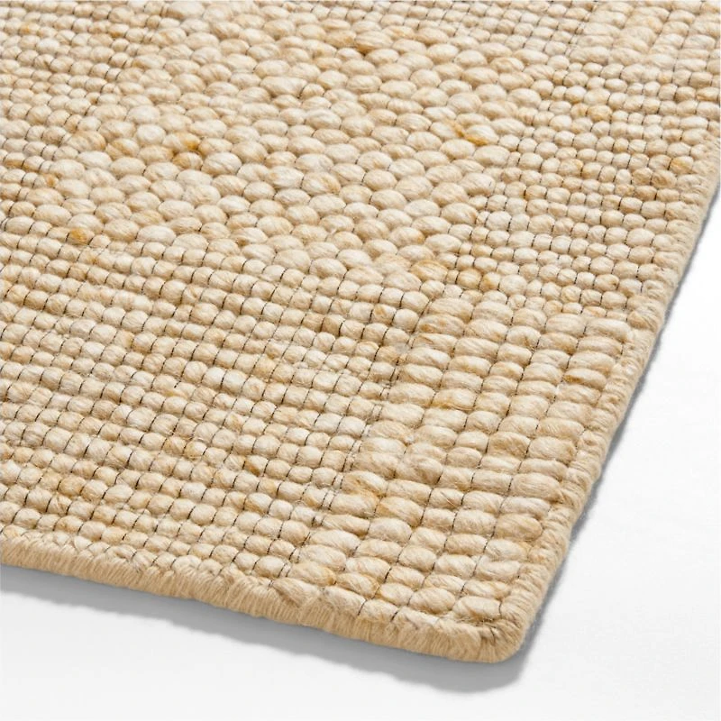 Chunky Squares Wool and Polyester Beige Kids Performance Area Rug 8'x10'