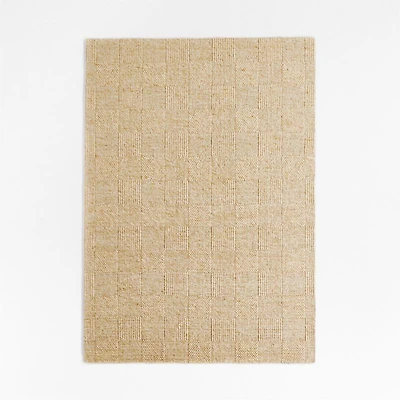Chunky Squares Wool and Polyester Beige Kids Performance Area Rug 5'x8'