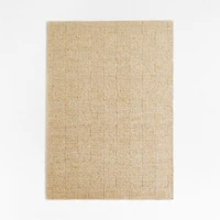 Chunky Squares Wool and Polyester Beige Kids Performance Area Rug 5'x8'