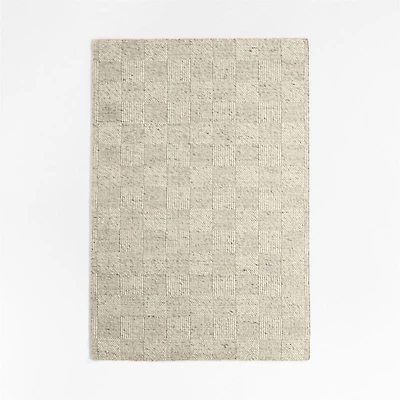 Chunky Squares Wool and Polyester Grey Kids Performance Area Rug 5'x8'