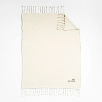 Chunky Wool Fringe Knit 70"x55" Travertine Beige Throw Blanket