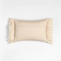 Chunky Woven Wool Fringe 22"x15" Arctic Ivory Throw Pillow with Feather Insert