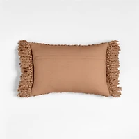 Chunky Woven Wool Fringe 22"x15" Sierra Tan Throw Pillow with Feather Insert