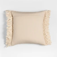 Chunky Woven Wool Fringe 23"x23" Arctic Ivory Throw Pillow with Feather Insert