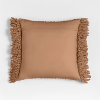 Chunky Woven Wool Fringe 23"x23" Sierra Tan Throw Pillow with Feather Insert