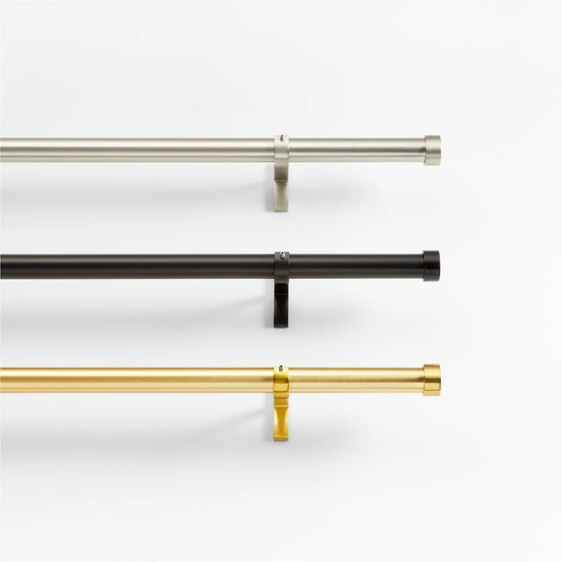 Brass 1" Curtain Rod and End Cap Finials Set 88"-120"
