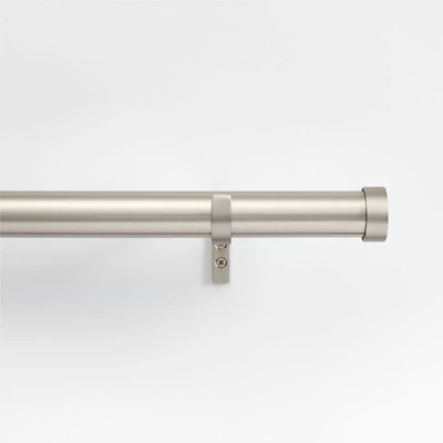 Brushed Nickel 1.5" Standard Curtain Rod and Round End Cap Finials Set 48"-88"
