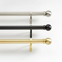 Brass 1.5" Standard Curtain Rod and Large Round End Cap Finials Set 48"-88"