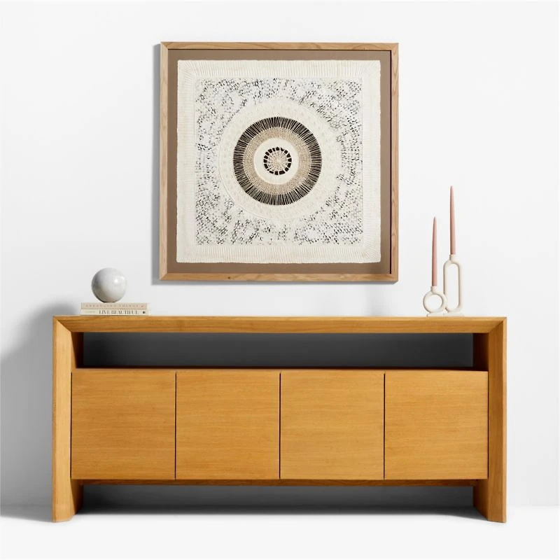 "Circulo de Papel" by Julio Laja Chichicaxtle 43"x43" in White Oak Frame Hand-Crafted Paper Wall Art