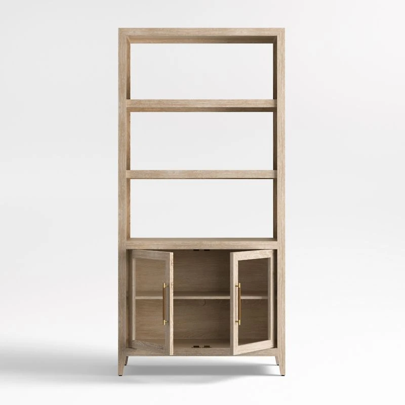 Clairemont 38" Natural Wood 3-Shelf Storage Bookcase