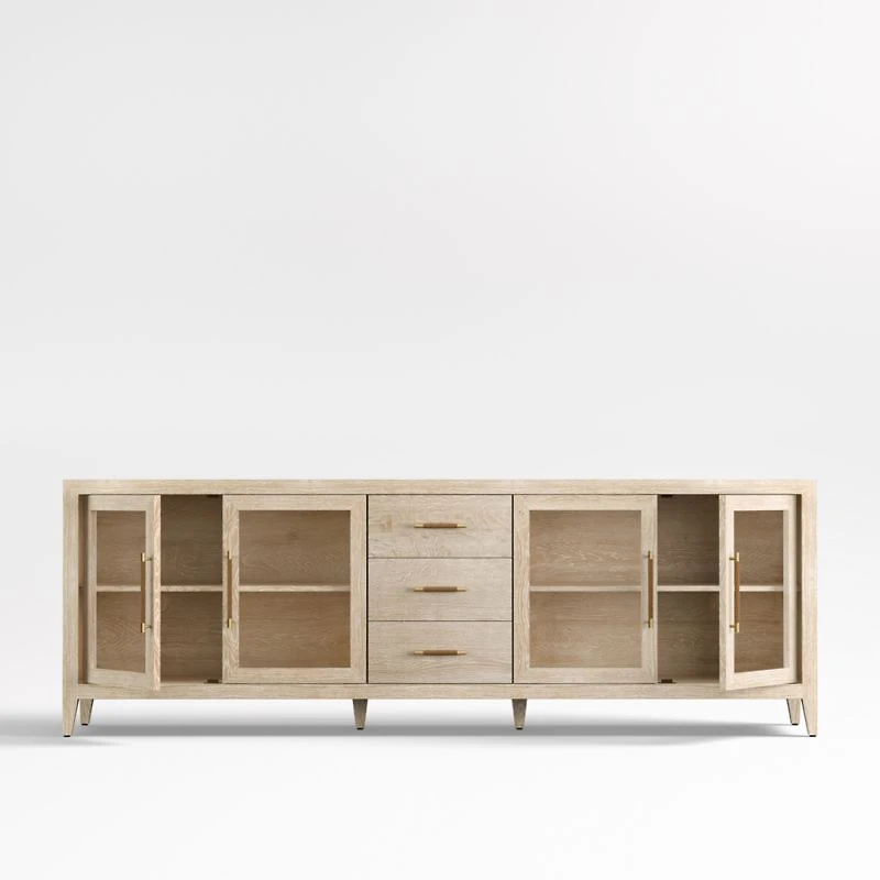 Clairemont 89" Natural Wood Storage Media Console