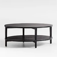 Clairemont Ebonized Oak Wood 60" Oval Coffee Table with Shelf