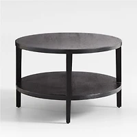 Clairemont Ebonized Oak Wood 60" Oval Coffee Table with Shelf