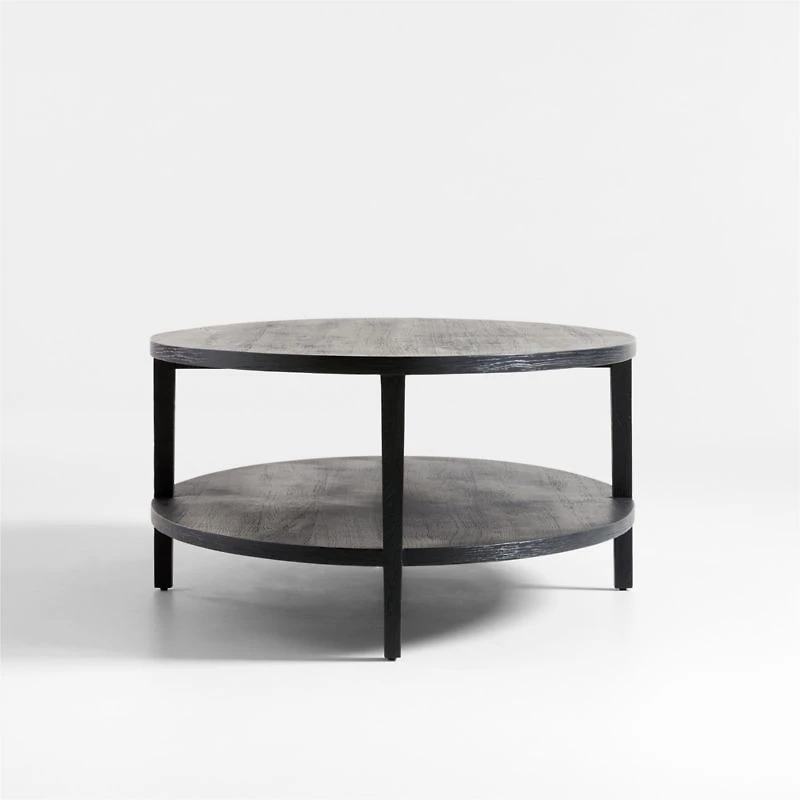 Clairemont Ebonized Oak Wood 60" Oval Coffee Table with Shelf