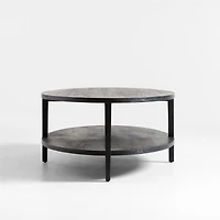 Clairemont Ebonized Oak Wood 60" Oval Coffee Table with Shelf