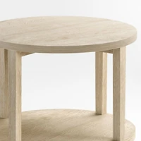 Clairemont Natural Oak Wood Round End Table with Shelf, Set of 2