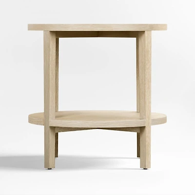 Clairemont Natural Oak Wood Round End Table with Shelf, Set of 2