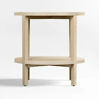 Clairemont Natural Oak Wood Round End Table with Shelf, Set of 2