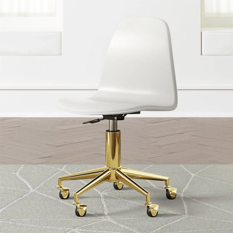 Class Act White and Gold Kids Desk Chair